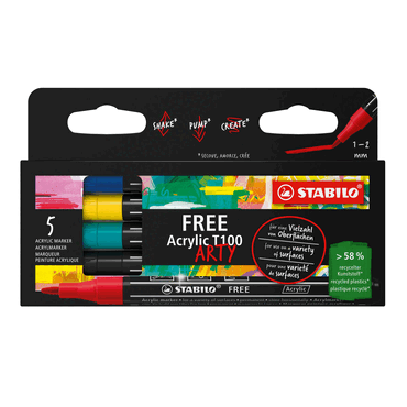 5 x Stabilo Acrymarker FREE Acrylic T100 Kartonetui 5 Stück/5 Farben R 5 x Stabilo Acrymarker FREE Acrylic T100 Kartonetui 5 Stück/5 Farben R von Stabilo