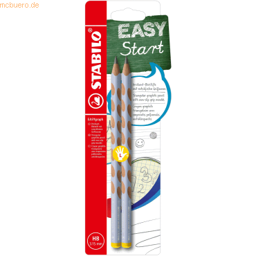 5 x Stabilo Dreikant-Bleistift Easygraph Pastel HB pastellblau Linkshä von Stabilo