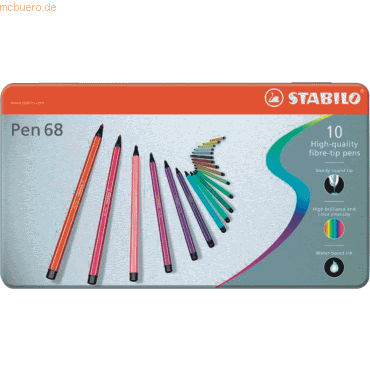 5 x Stabilo Fasermaler pen 68 Metall-Etui mit 10 Stiften von Stabilo