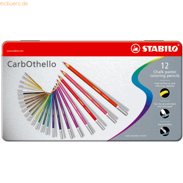 Stabilo Pastellkreidestift CarbOthello Metalletui mit 12 Stiften von Stabilo