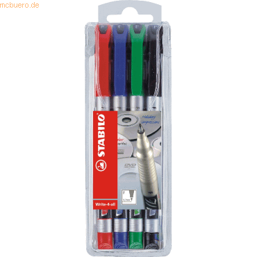 5 x Stabilo Permanentmarker Write-4-all F sortiert VE=4 Stück von Stabilo