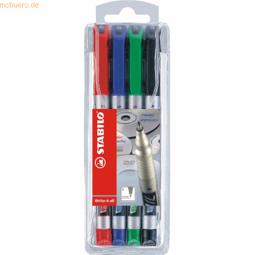 5 x Stabilo Permanentmarker Write-4-all S 0,4mm VE=4 Stück farbig von Stabilo