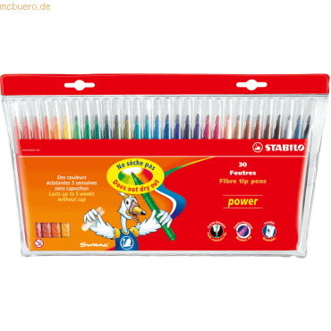 Stabilo Fasermaler power Kunststoffetui mit 30 Stiften von Stabilo