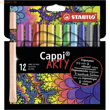 6 x Stabilo Filzstift mit Kappenring Cappi Arty Etui VE=12 Farben von Stabilo