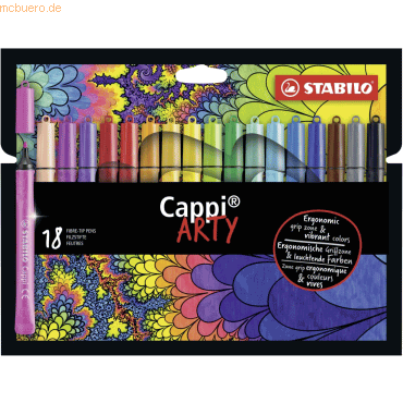 6 x Stabilo Filzstift mit Kappenring Cappi Arty Etui VE=18 Farben von Stabilo