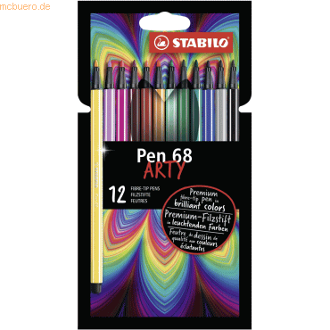 6 x Stabilo Premium-Filzstift Pen 68 Kartonetui Arty VE=12 Farben von Stabilo