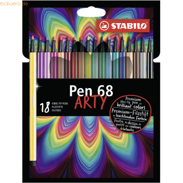 6 x Stabilo Premium-Filzstift Pen 68 Kartonetui Arty VE=18 Farben von Stabilo