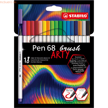 6 x Stabilo Premium-Filzstift mit Pinselspitze Pen 68 brush Etui -Arty von Stabilo