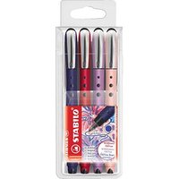 STABILO worker®+ medium NatureCOLORS Wildflower Tintenroller preußischblau, burgunderrot, grauviolett, rouge 0,5 mm, Schreibfarbe: blau, 4 St. von Stabilo