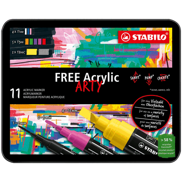 Stabilo Acrymarker FREE Acrylic Box 11 Stück/3 Spitzen Starter Kit von Stabilo