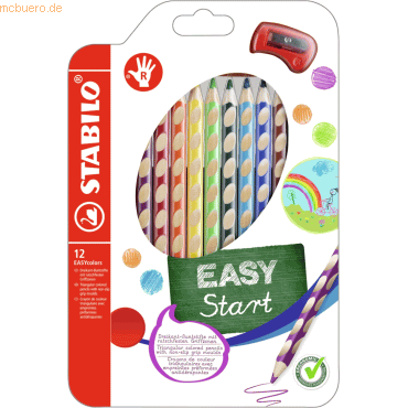 6 x Stabilo Buntstift Easycolors Klappetui mit 12 Stiften + Spitzer Re von Stabilo