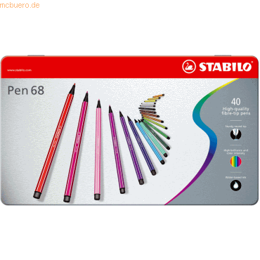 Stabilo Fasermaler Pen 68 Metalletui mit 40 Stiften von Stabilo