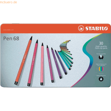 Stabilo Fasermaler pen 68 Metall-Etui mit 30 Stiften von Stabilo