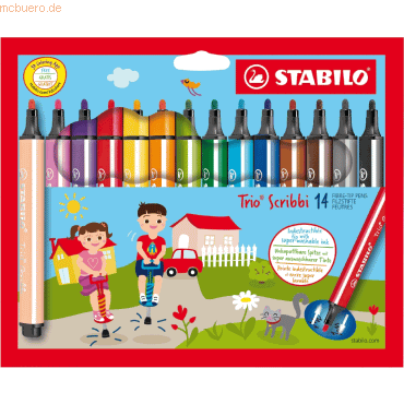 Stabilo Filzstift Trio Scribbi Etui VE=14 Stück von Stabilo