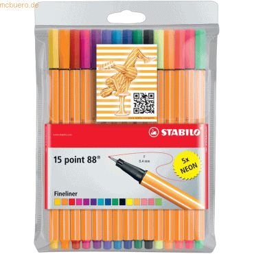 Stabilo Fineliner point 88 Etui mit 15 Stiften von Stabilo