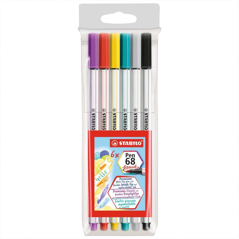 Pen 68 brush im Kunststoffetui 6 Farben von Stabilo