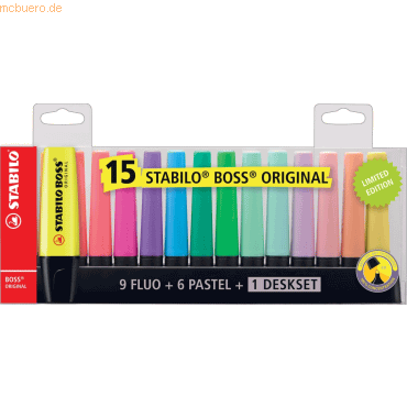 Stabilo Textmarker Boss Original Tischset VE=15 Stück von Stabilo