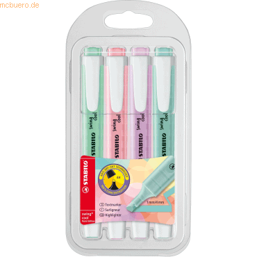 Stabilo Textmarker swing cool Pastel Edition Etui 4 Stifte von Stabilo