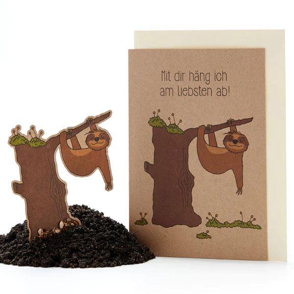 Saatpapier-Grußkarte "Mit dir hänge ich am liebsten ab", mit Saatstecker und Umschlag Saatpapier-Grußkarte "Mit dir hänge ich am liebsten ab", mit Saatstecker und Umschlag von Stadtgärtner