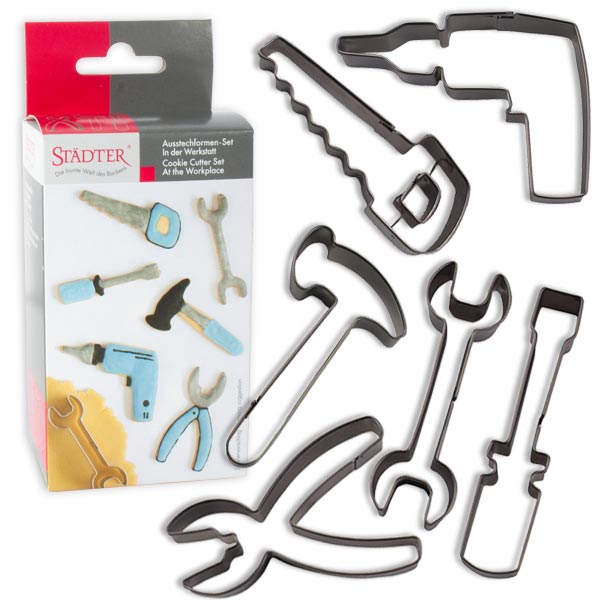 Werkzeug-Ausstecher 6tlg. Set Edelstahl, Plätzchenformen für Bauarbeiter-Mottoparty Werkzeug-Ausstecher 6tlg. Set Edelstahl, Plätzchenformen für Bauarbeiter-Mottoparty von Städter GmbH