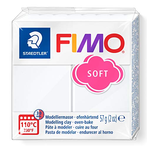 STAEDTLER ofenhärtende Modelliermasse FIMO soft, weiß, 57 g, weich und geschmeidig, für Einsteiger und Hobbykünstler, kompatibel mit FIMO effect und FIMO professional, 8020-0 von Staedtler Mars Deutschland GmbH