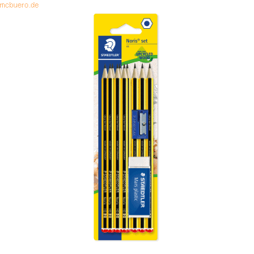 10 x Staedtler Bleistift Noris HB 10 Stück + Spitzer + Radierer gelb/s von Staedtler