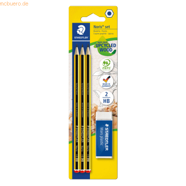 10 x Staedtler Bleistift Noris HB 3 Stück + Radierer auf Blisterkarte von Staedtler