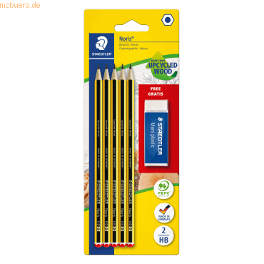 10 x Staedtler Bleistift Noris HB 5 Stück + Radierer auf Blisterkarte von Staedtler