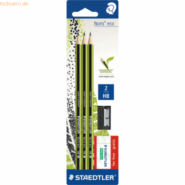 10 x Staedtler Bleistift Wopex Noris Eco HB grün-schwarz Blisterkarte von Staedtler