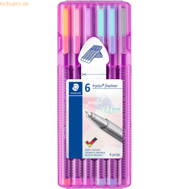 10 x Staedtler Fineliner triplus ca. 0,3 mm Pastellfarben VE=6 Stück von Staedtler