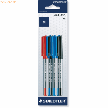 10 x Staedtler Kugelschreiber stick 430 M 1x rot, 3x blau, 2x schwarz von Staedtler