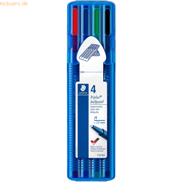 10 x Staedtler Kugelschreiber triplus ball Kappenmodell M VE=4 Farben von Staedtler