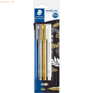 10 x Staedtler Layoutmarker 8323 Metallic pen ca. 1- mm weiß/gold/silb von Staedtler