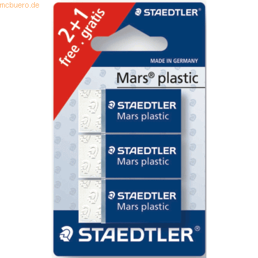 10 x Staedtler Radierer Mars plastic PVC 49x19x13mm weiß VE=3 Stück von Staedtler