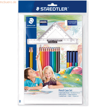 Staedtler Mäppchenset Stifte + Radierer + Spitzer + Lineal + Dreieck von Staedtler