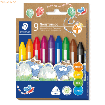 12 x Staedtler Wachsmalkreide Noris Jumbo 228 14 C9 sortiert 9 Stück von Staedtler