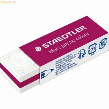 20 x Staedtler Radierer Mars plastic PVC 65x13x23mm rotlila von Staedtler