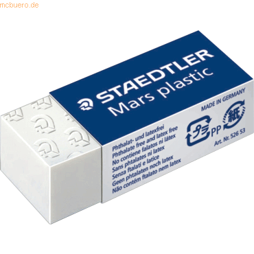 30 x Staedtler Radierer Mars plastic PVC 49x19x13mm weiß von Staedtler