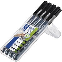 4 STAEDTLER Lumocolor Folienstifte schwarz 0,4 + 0,6 + 1,0 + 2,5 mm permanent von Staedtler