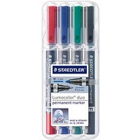 STAEDTLER Lumocolor duo Permanentmarker farbsortiert 0,6 - 1,5 mm, 4 St. von Staedtler