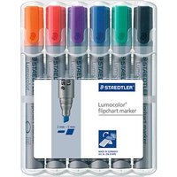 STAEDTLER Lumocolor Flipchart-Marker farbsortiert 2,0 - 5,0 mm, 6 St. von Staedtler