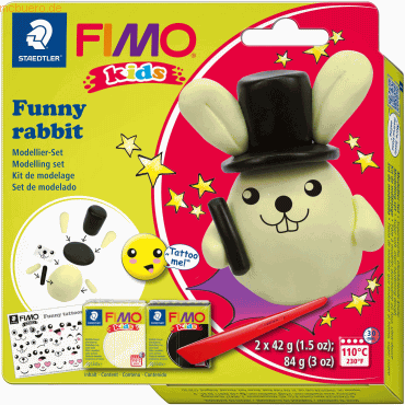 Staedtler Modelliermasse Fimo Kids Kunststoff Set -Rabbit- 2x42g von Staedtler