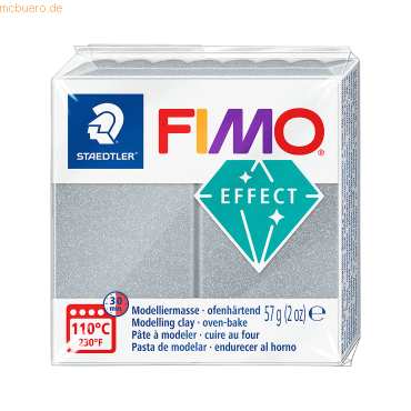 6 x Staedtler Modelliermasse Fimo effect 57g silber metall von Staedtler