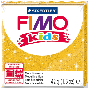8 x Staedtler Modelliermasse Fimo Kids gold glitter 42g von Staedtler