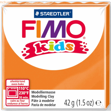 8 x Staedtler Modelliermasse Fimo Kids orange 42g von Staedtler