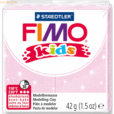 8 x Staedtler Modelliermasse Fimo Kids perlglanz rosa 42g von Staedtler