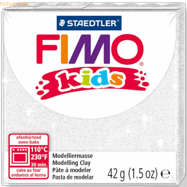 8 x Staedtler Modelliermasse Fimo Kids weiß glitter 42g von Staedtler