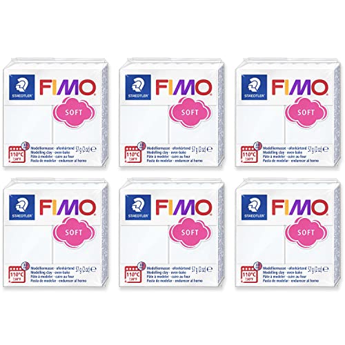 FIMO Modelliermasse, weich, Polymer, 57 g, Weiß, 6 Stück von Staedtler