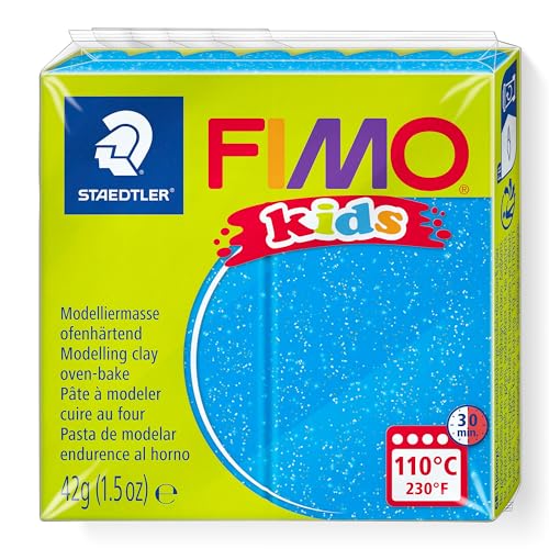 STAEDTLER ofenhärtende Modelliermasse FIMO kids, blau glitter, extra weich und geschmeidig, speziell für Kinder, Normalblock 42g, 8030-312 STAEDTLER ofenhärtende Modelliermasse FIMO kids, blau glitter, extra weich und geschmeidig, speziell für Kinder, Normalblock 42g, 8030-312 von Staedtler
