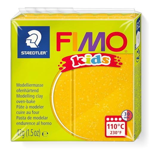 Staedtler FIMO kids, Modelliermasse zum Modellieren und Kneten, 16 Farben, für Kinder Glitter-Gold Glitter-Gold von Staedtler